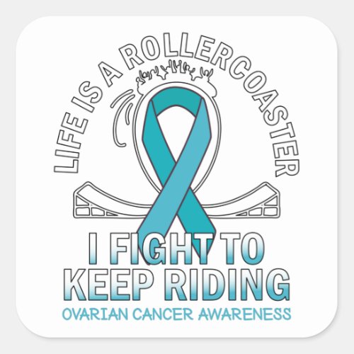 Ovarian cancer awareness teal ribbon square sticker