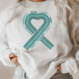 Ovarian Cancer Awareness Teal Ribbon Support  Sweatshirt