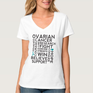 Ovarian Cancer Awareness Teal Ribbon T-shirt