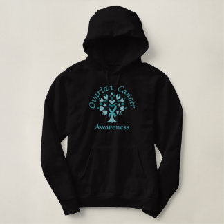 Ovarian Cancer Awareness tree embroidered Embroidered Hoodie