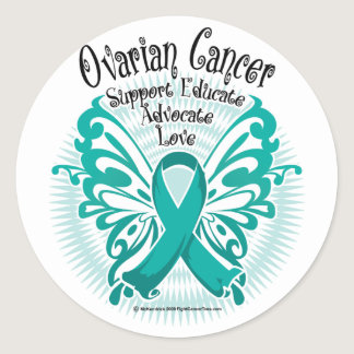 Ovarian Cancer Butterfly 3 Classic Round Sticker