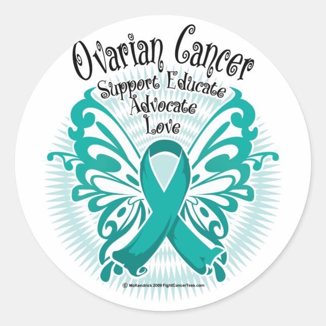 Ovarian Cancer Butterfly 3 Classic Round Sticker (Front)