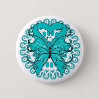 Ovarian Cancer Butterfly Circle of Ribbons Button