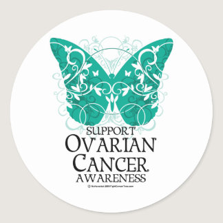 Ovarian Cancer Butterfly Classic Round Sticker
