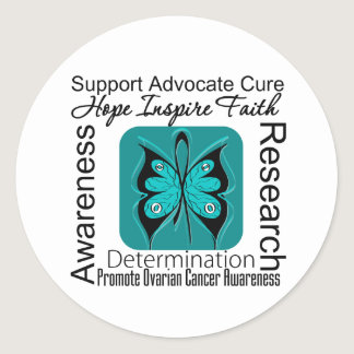 Ovarian Cancer Butterfly Inspirations Classic Round Sticker