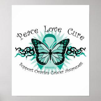 Ovarian Cancer Butterfly Tribal Poster