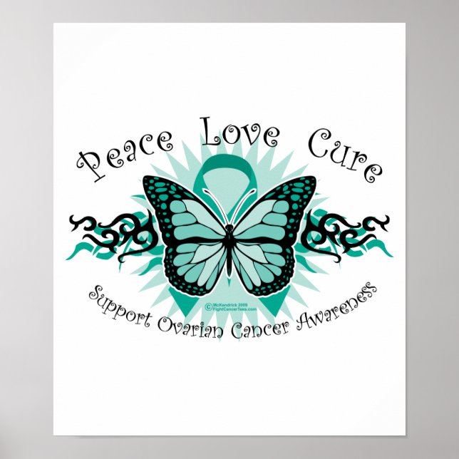 Ovarian Cancer Butterfly Tribal Poster (Front)