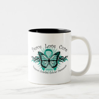 Ovarian Cancer Butterfly Tribal Two-Tone Coffee Mug