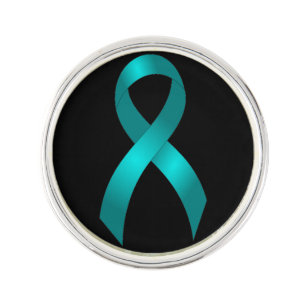 Ovarian Cancer Cervical Cancer Teal Ribbon Lapel Pin