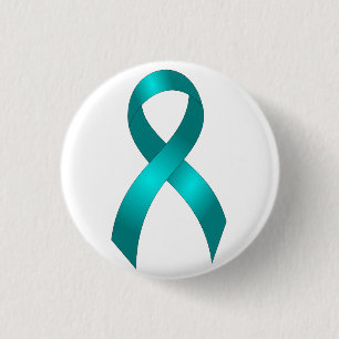 Ovarian Cancer   Cervical Cancer - Teal Ribbon Pinback Button