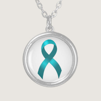 Ovarian Cancer | Cervical Cancer | Teal Ribbon Silver Plated Necklace