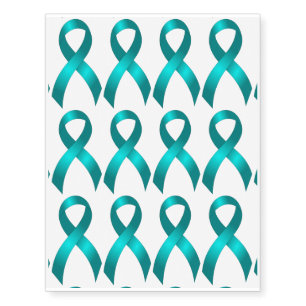 Ovarian Cancer Cervical Cancer Teal Ribbon Temporary Tattoos