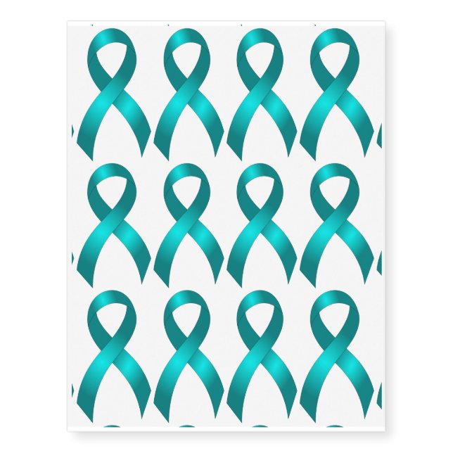 Ovarian Cancer | Cervical Cancer | Teal Ribbon Temporary Tattoos (Front)