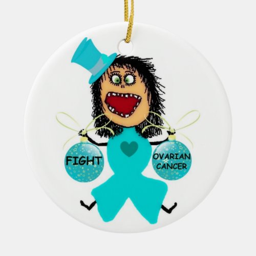 Ovarian Cancer Christmas Ceramic Ornament