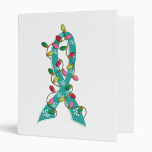 Ovarian Cancer Christmas Lights Ribbon Binder