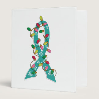 Ovarian Cancer Christmas Lights Ribbon Binder