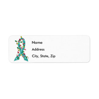Ovarian Cancer Christmas Lights Ribbon Label