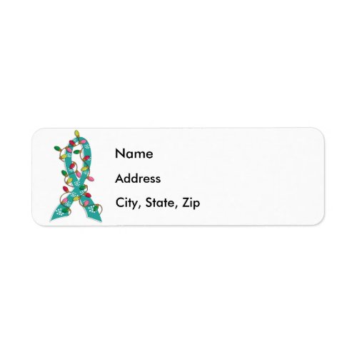 Ovarian Cancer Christmas Lights Ribbon Label