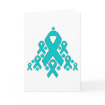 Ovarian  Cancer Christmas Ribbon Tree Holiday Card