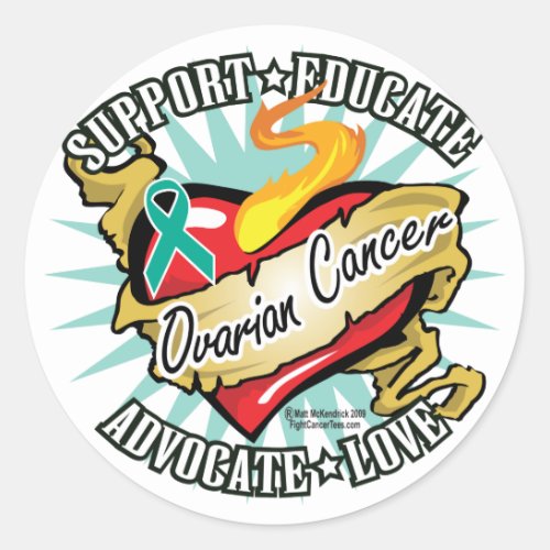 Ovarian Cancer Classic Heart Classic Round Sticker