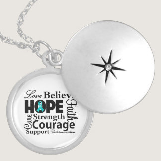 Ovarian Cancer Collage of Hope Silver Plated Necklace