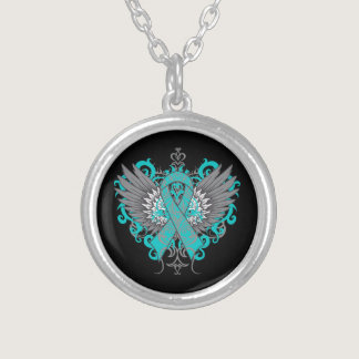 Ovarian Cancer Cool Wings Silver Plated Necklace
