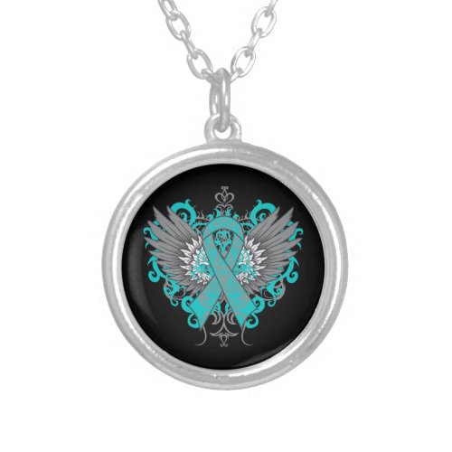 Ovarian Cancer Cool Wings Silver Plated Necklace