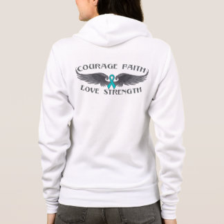 Ovarian Cancer Courage Faith Wings Hoodie