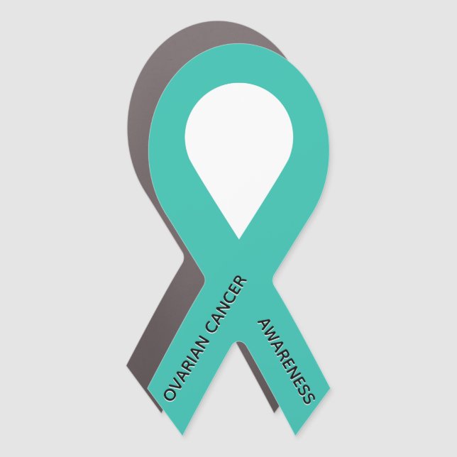 Ovarian Cancer Customizable Teal Ribbon Car Magnet (Front)