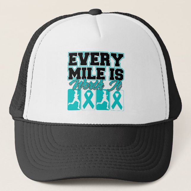 Ovarian Cancer Every Mile is Worth It Trucker Hat (Front)