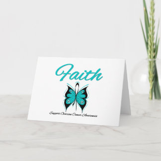 Ovarian Cancer Faith Butterfly Ribbon Card