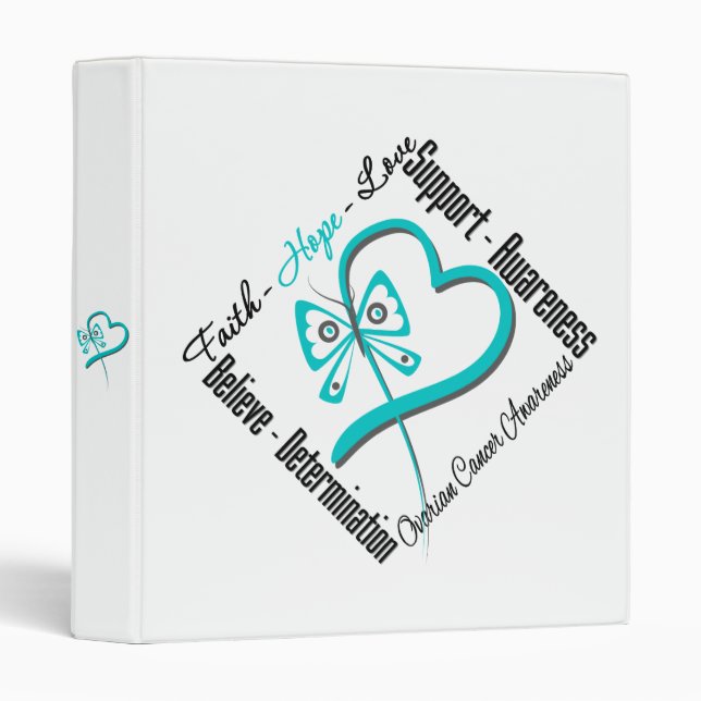 Ovarian Cancer Faith Hope Love Butterfly Binder (Front/Spine)