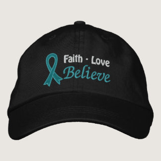 Ovarian Cancer Faith Love Believe Embroidered Baseball Hat