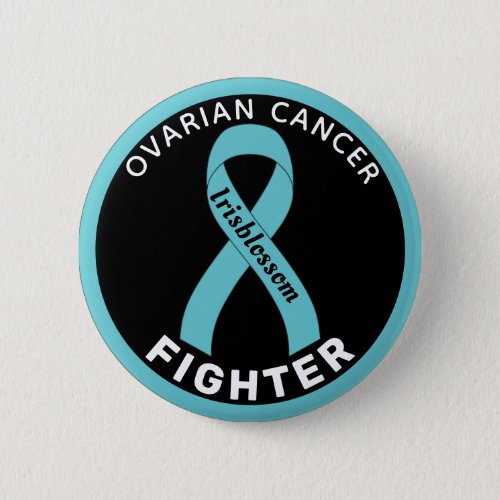 Ovarian Cancer Fighter Ribbon Black Button