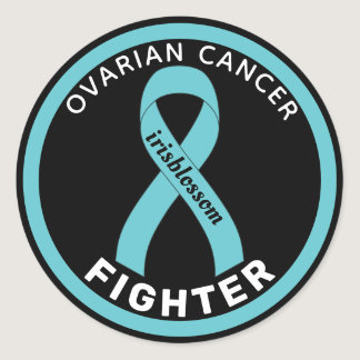 Ovarian Cancer Fighter Ribbon Black Round Sticker