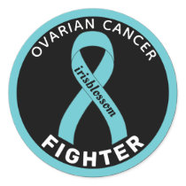 Ovarian Cancer Fighter Ribbon Black Round Sticker