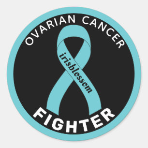 Ovarian Cancer Fighter Ribbon Black Round Sticker