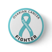 Ovarian Cancer Fighter Ribbon White Button
