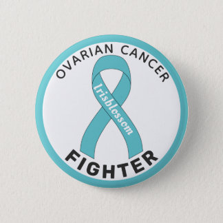 Ovarian Cancer Fighter Ribbon White Button