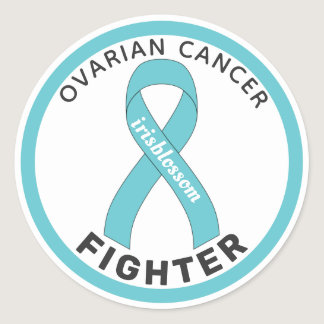 Ovarian Cancer Fighter Ribbon White Round Sticker