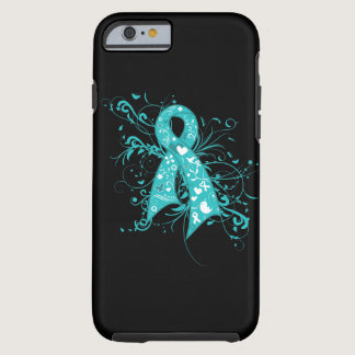 Ovarian Cancer Floral Swirls Ribbon Tough iPhone 6 Case