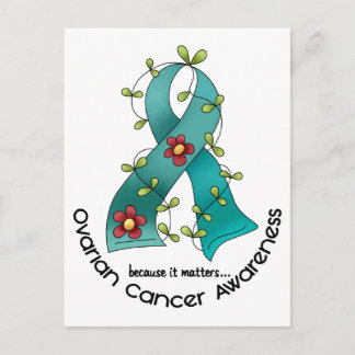 Ovarian Cancer FLOWER RIBBON 1 Postcard