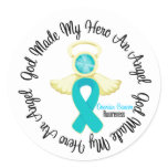 Ovarian Cancer God Made My Hero An Angel Classic Round Sticker
