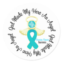 Ovarian Cancer God Made My Hero An Angel Classic Round Sticker
