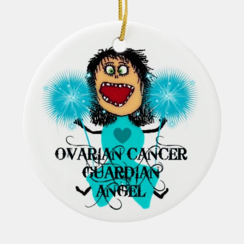 Ovarian Cancer Guardian Angel Ceramic Ornament