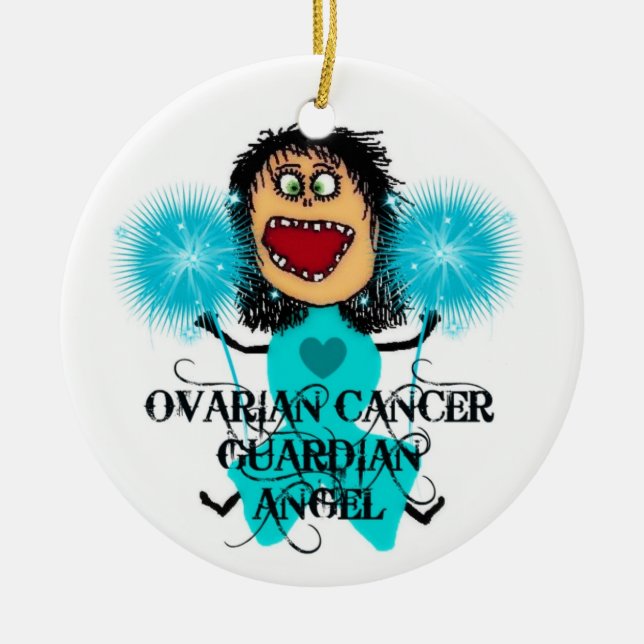 Ovarian Cancer Guardian Angel Ceramic Ornament (Front)