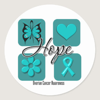 Ovarian Cancer Hope Love Inspire Awareness Classic Round Sticker