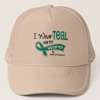 Ovarian Cancer I WEAR TEAL FOR MY WIFE 42 Trucker Hat