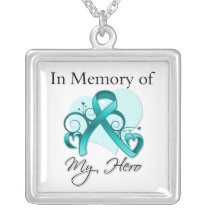 Ovarian Cancer - In Memory of My Hero Silver Plated Necklace