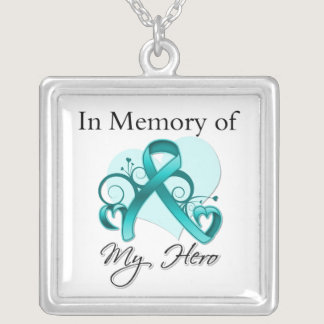 Ovarian Cancer - In Memory of My Hero Silver Plated Necklace